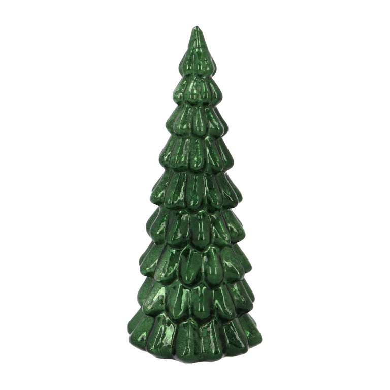 Atmospheric Deep Green LED Christmas Tree with Embossed Design 29 cm