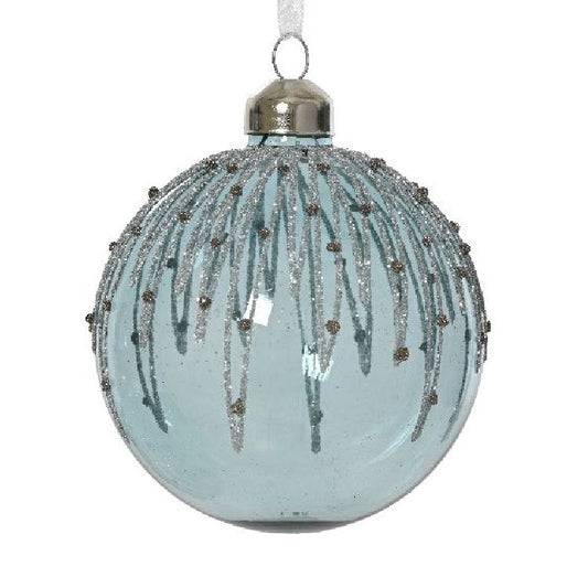 Transparent Glass Bauble with Lines and Beads