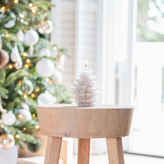 3D taupe pinecone candle