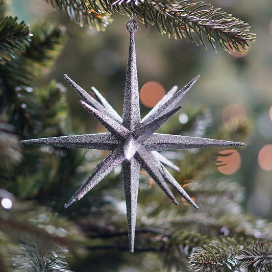 Silver Christmas ornament geometric Star