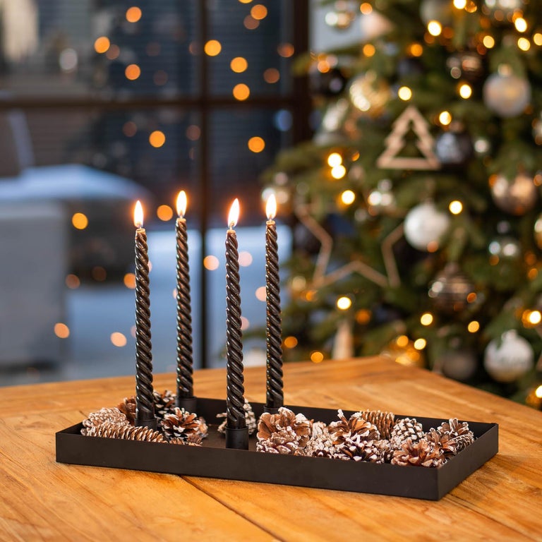 Magnetic candle tray 42x22 cm Matt black Including candle holders